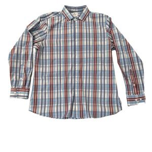 Mizzen+Main Blue and Red Casual Button Down Shirt
